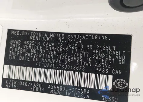 2025 Toyota Camry Xse/Xle/Le/Se from USA, damaged, VIN 4T1DAACK2SU048673